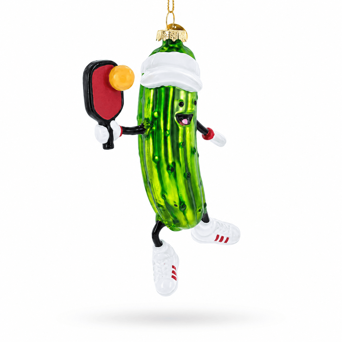 Pickle Themed Pickleball Glass Christmas Ornament - Pickleball Twist!
