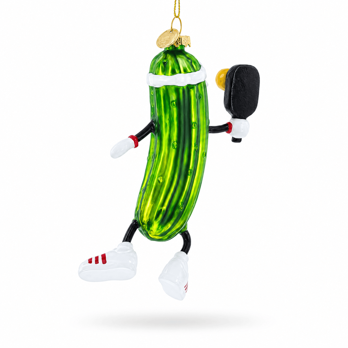 Pickle Themed Pickleball Glass Christmas Ornament - Pickleball Twist!