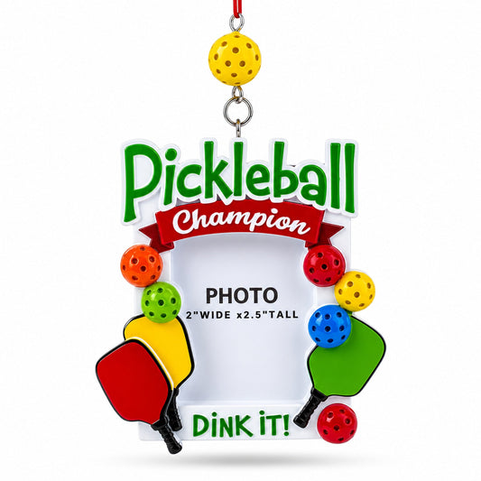 Pickleball Champion Photo Frame Resin Christmas Ornament - Pickleball Twist!