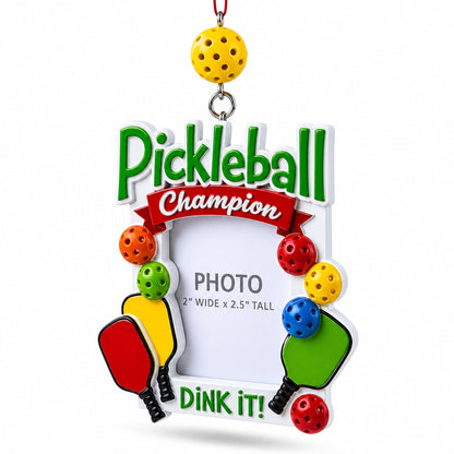 Pickleball Champion Photo Frame Resin Christmas Ornament - Pickleball Twist!