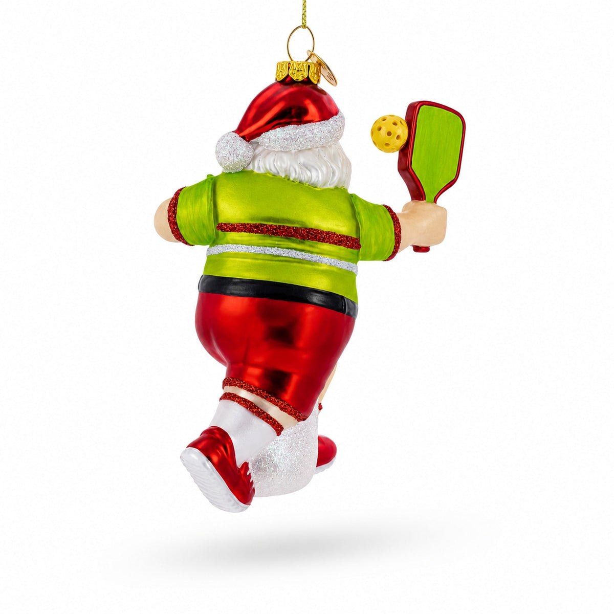 Pickleball Santa Glass Christmas Ornament - Pickleball Twist!